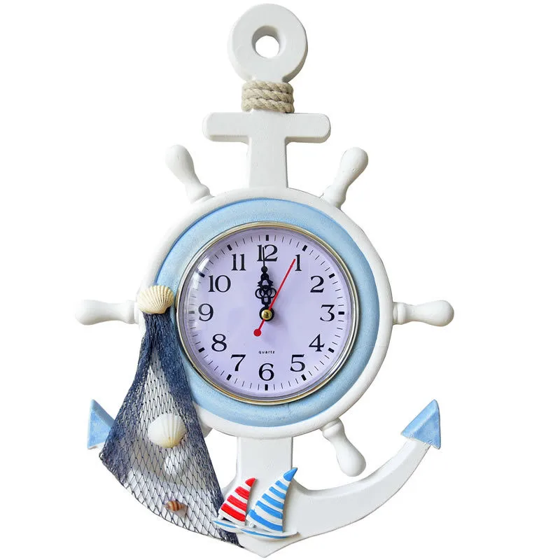 DIY электронные настенные часы Reloj средиземноморские деревянные парусный руль