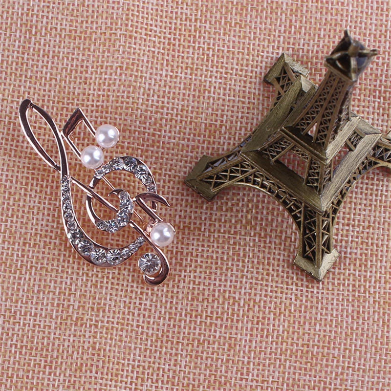 Модные счастливые Кристаллы Стразы музыкальные ноты для женщин золотые