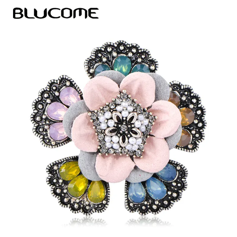 Женская брошь в форме цветка Blucome серебристая Ювелирное Украшение античном стиле