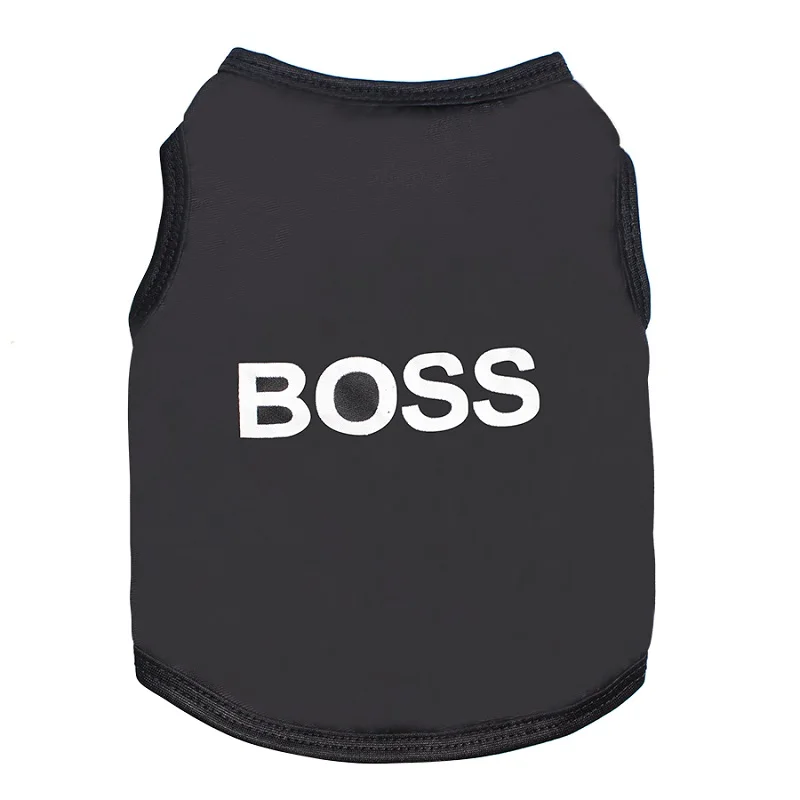 Boss Ультра-тонкая летняя куртка для собаки супер крутая черная Полиэстеровая одежда с принтом короны босса дышащая рубашка для собаки комбинезон одежда для собак - Цвет: Boss