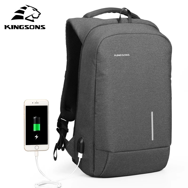 

Kingsons Brand 15'' Men Laptop Backpack External USB Charge Antitheft Computer 13'' Backpacks Male Waterproof Bags New Arrival