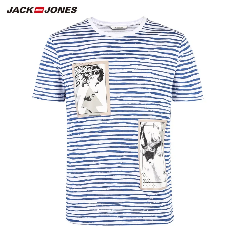 Мужская футболка с короткими рукавами JackJones 100% хлопок пляжный стиль E | 219101532