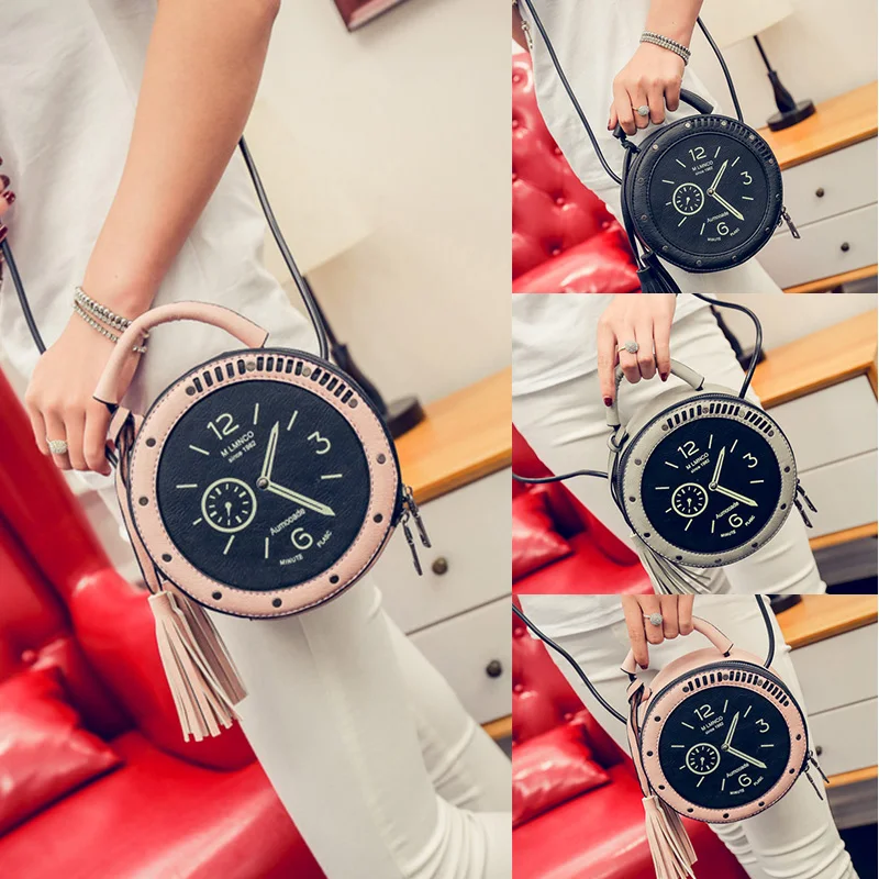Fashion Women Handbags Watch Style Creative Alarm Clock Cute Personality Funny Messenger Bag Three-color Portable | Багаж и сумки
