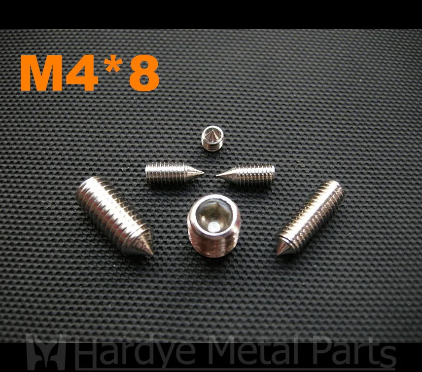 

500pcs/lot M4*8 DIN914 Stainless steel hex socket set screw with cone point