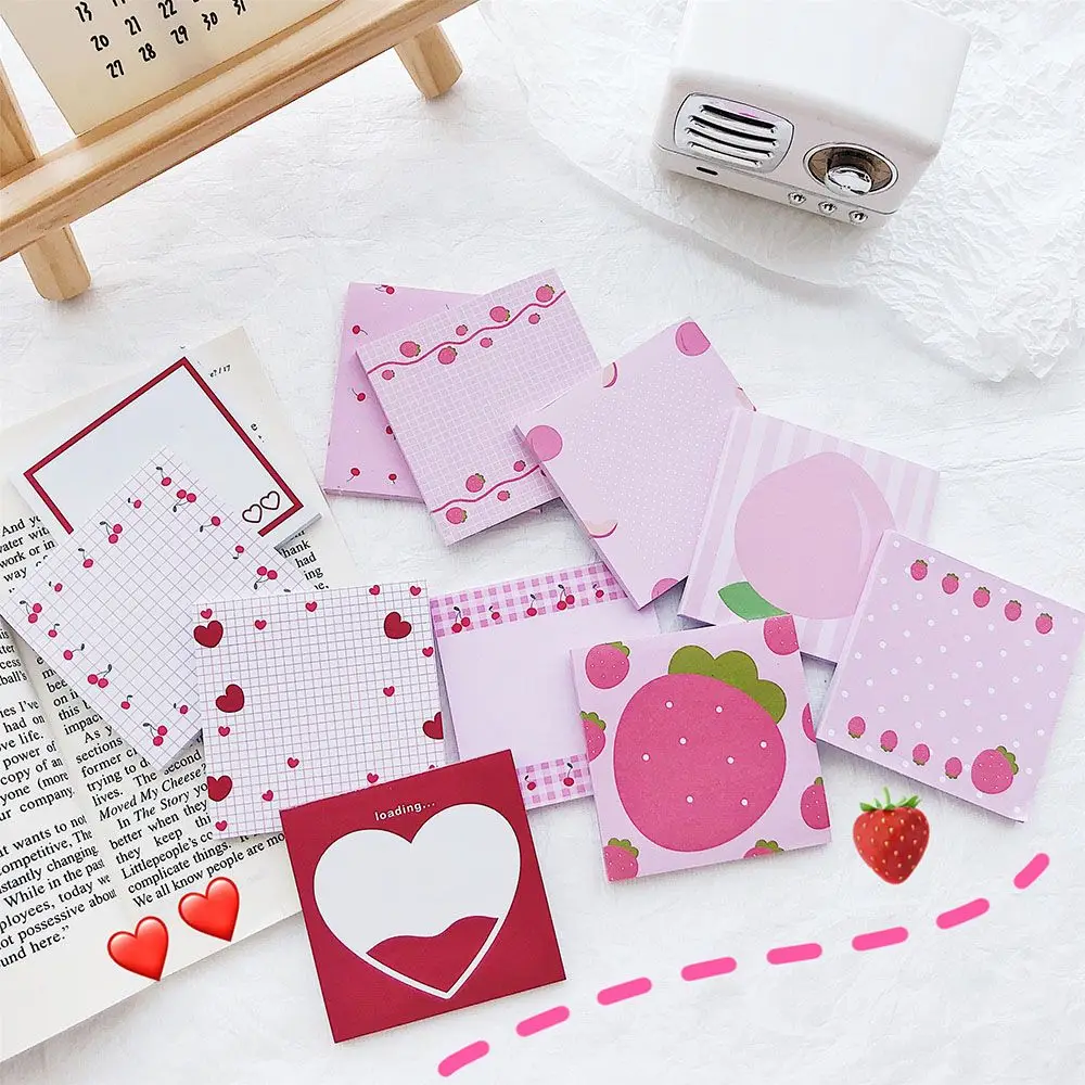 

50Sheets Cute Pink Series Sticky Notes Kawaii Memo Pad DIYT Scrapbooking Planner Agenda Notepads Stickers Paper Stationery