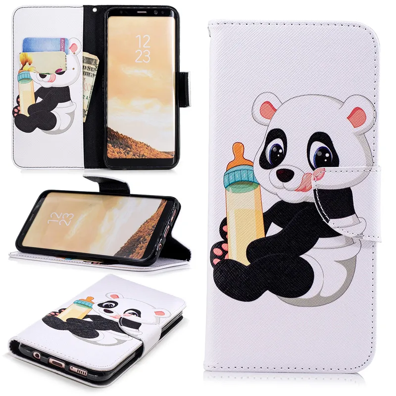 Для Fundas samsung Galaxy S9 S8 plus Чехол кожаный флип-кошелек для Coque samsung A8 Plus чехол Магнитный милый чехол для телефона