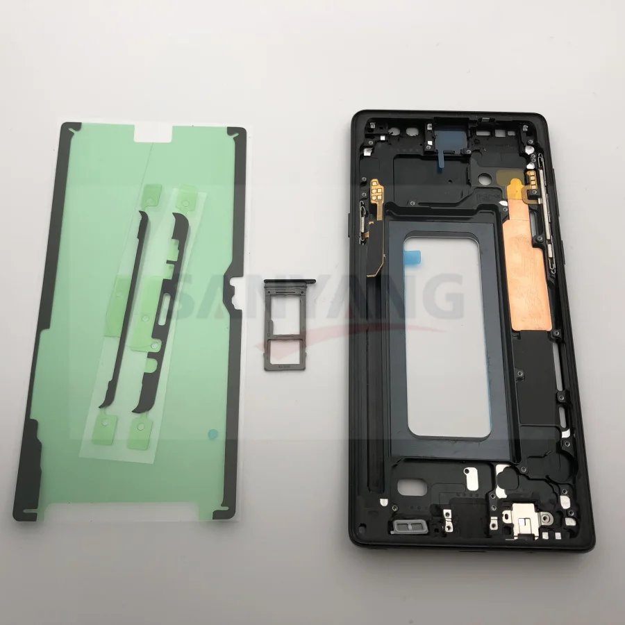 Для samsung Galaxy Note 9 N960 N960F N960FD N9600 средняя рамка Корпус Корпуса note9 крышка с держателем sim-карты наклейка
