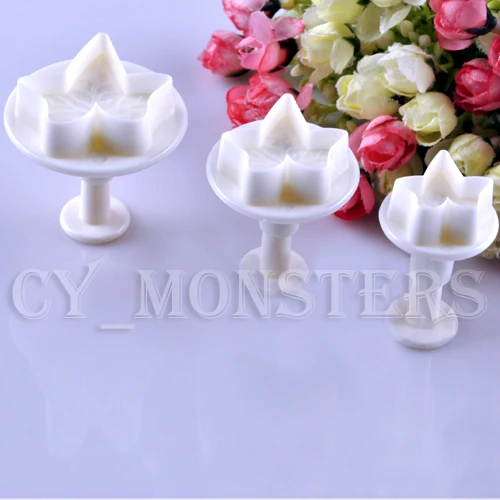 

3Pcs/Set Maple Leaf Shape Fondant Cookie Cake Sugarcraft Plunger Cutters Mold Tools Cookie Cutter