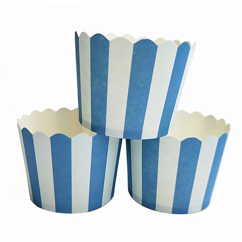 100 шт. синие белые зеленые Красные Полосатые Бумажные подносы для чашек торта