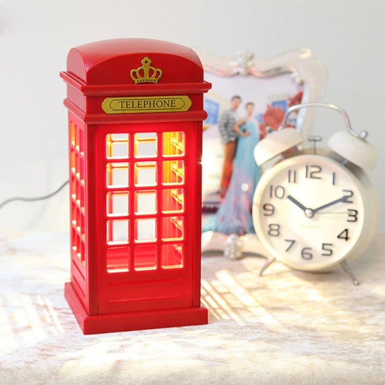 PANYUE LED Table Lamp Stylish Design Retro London Telephone Booth Design USB Rechargeable LED Touch Night Light Lamp