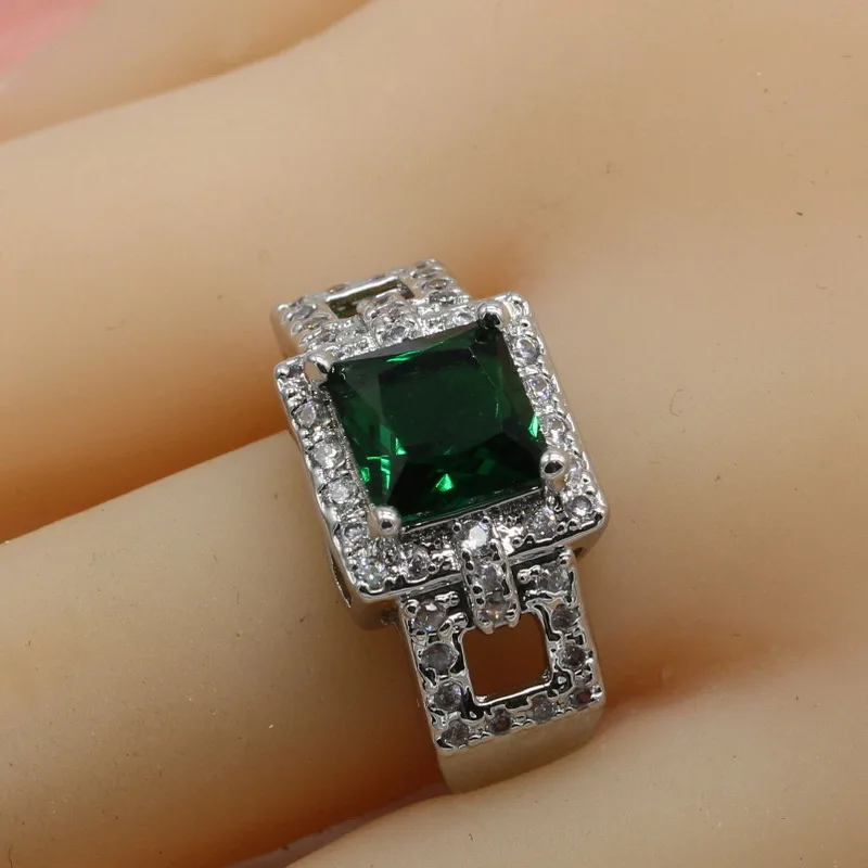 Оптовая продажа Серебро 925 Свадебные Ювелирные наборы для женщин юбилей зеленый