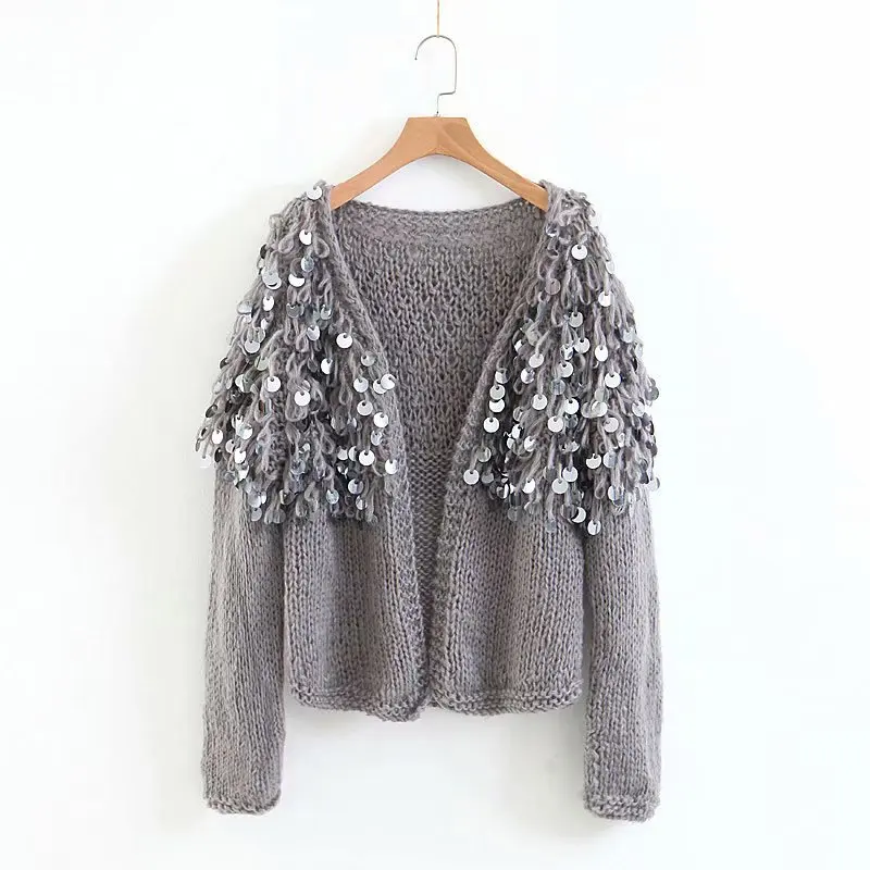 Женский кардиган TEELYNN Boho свитер с блестками блестящая мохеровая куртка длинным