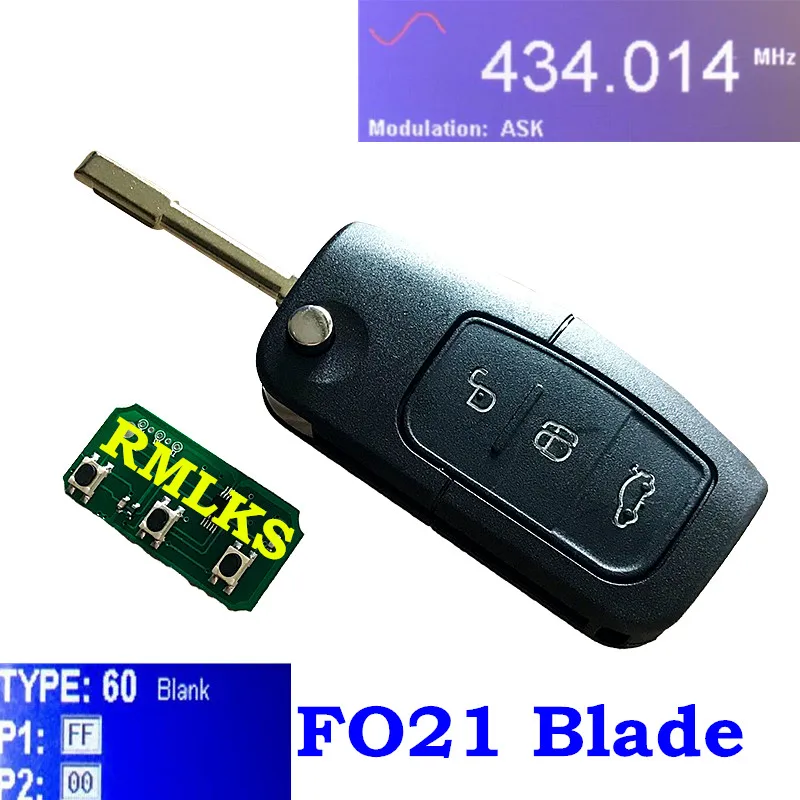 RMLKS дистанционный брелок 3 кнопки 315 МГц 433 МГц 4D63 40bit ID83 4D60 80Bit чип подходит для Ford Focus Fiesta C Max Ka HU101 Blade