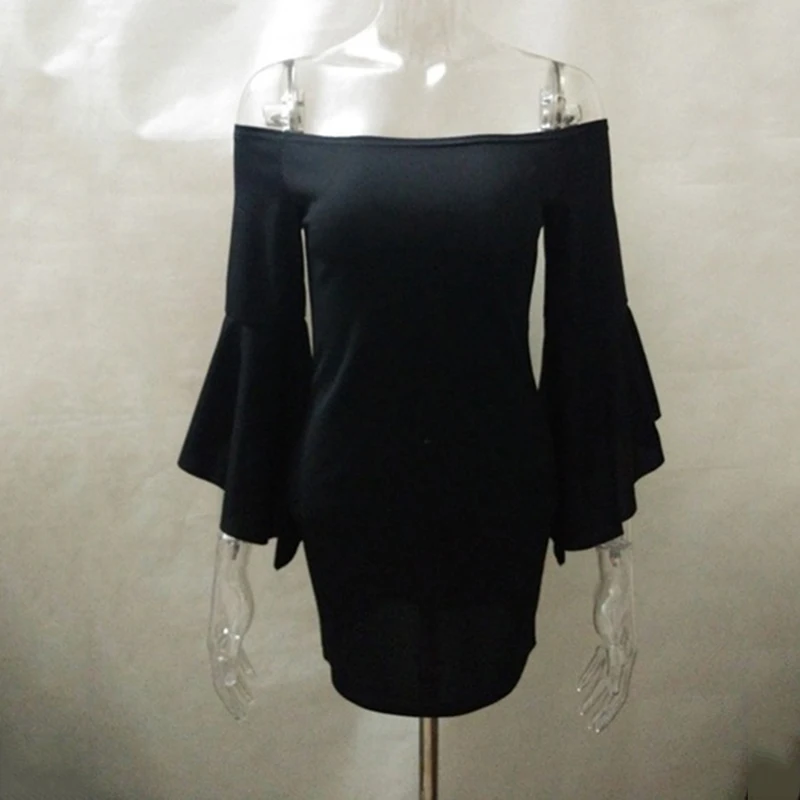 Новый для женщин Элегантный рукав Сексуальная с плеча Мода Тонкий повседневное