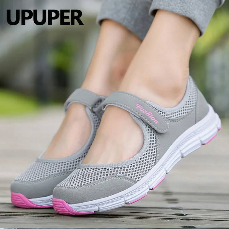 UPUPER Breathable Mesh Women Shoes Flats Platform Fashion Ladies Walking Female Outdoor Ultralight Sneakers For | Обувь