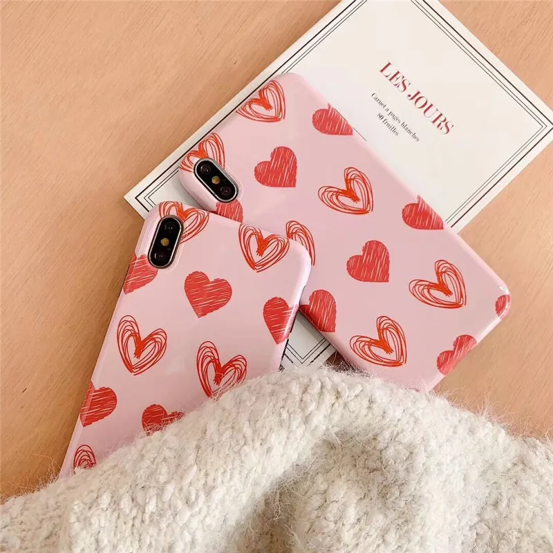 DISCASE глянцевый простой чехол для телефона Doodle Love iphone XS MAX XR 8 7 6 6s plus Универсальный