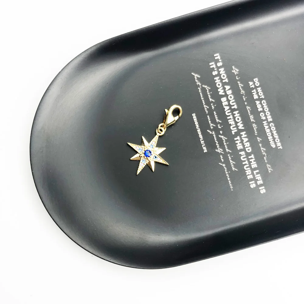 Золотая звезда подвески оберег 2018 Новинка Королевское модное украшение 925 Стерлинговое серебро Винтажный подарок для женщин и мужчин Подходит для браслета и ожерелья.