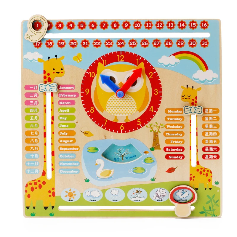 Детские Многофункциональные часы игрушки когнитивный календарь сезонная Дата