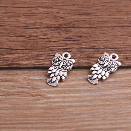 Antique Silver Plated PULCHRITUDE 30PCS 11*20mm Animal Charm Owl Pendant Three Color DIY Retro Jewelry Bracelet Necklace Charms Pendant P6540 - Metal color: Antique Silver Plated