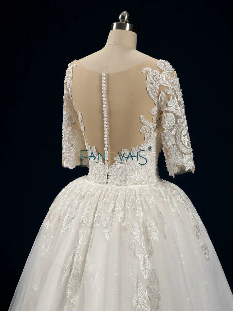 Кружевное свадебное платье русалка со съемным поездом Половина рукава Vestido De Noiva