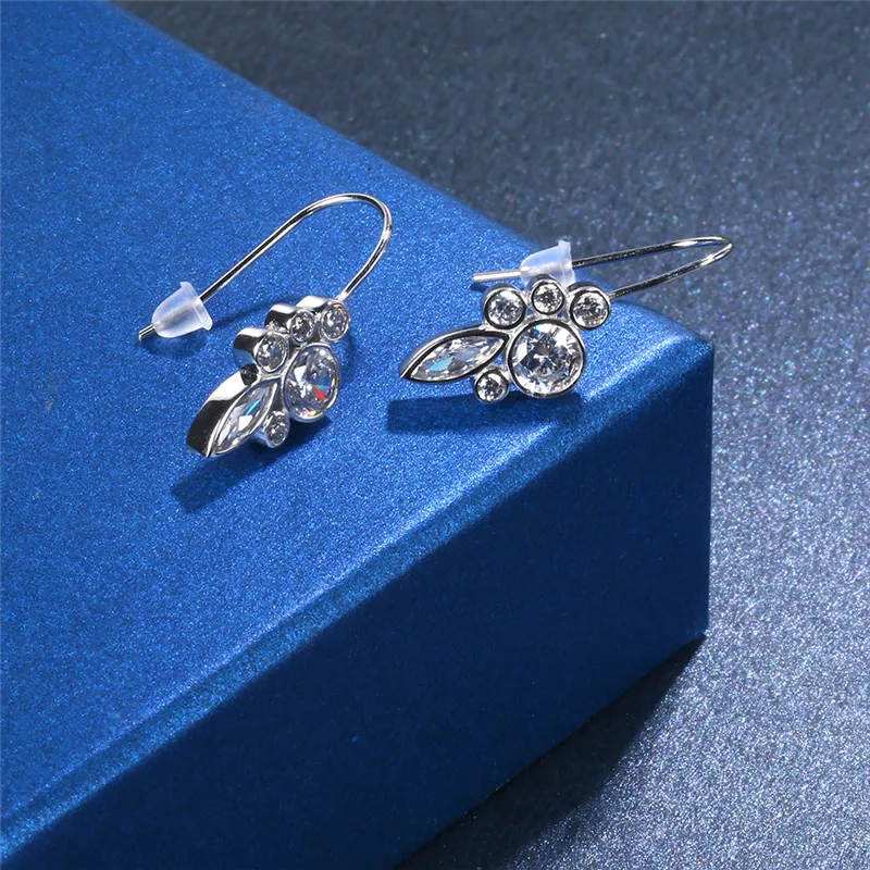 Новые корейские модные более Циркон Белое золото Цвет кулон Серьги женщина