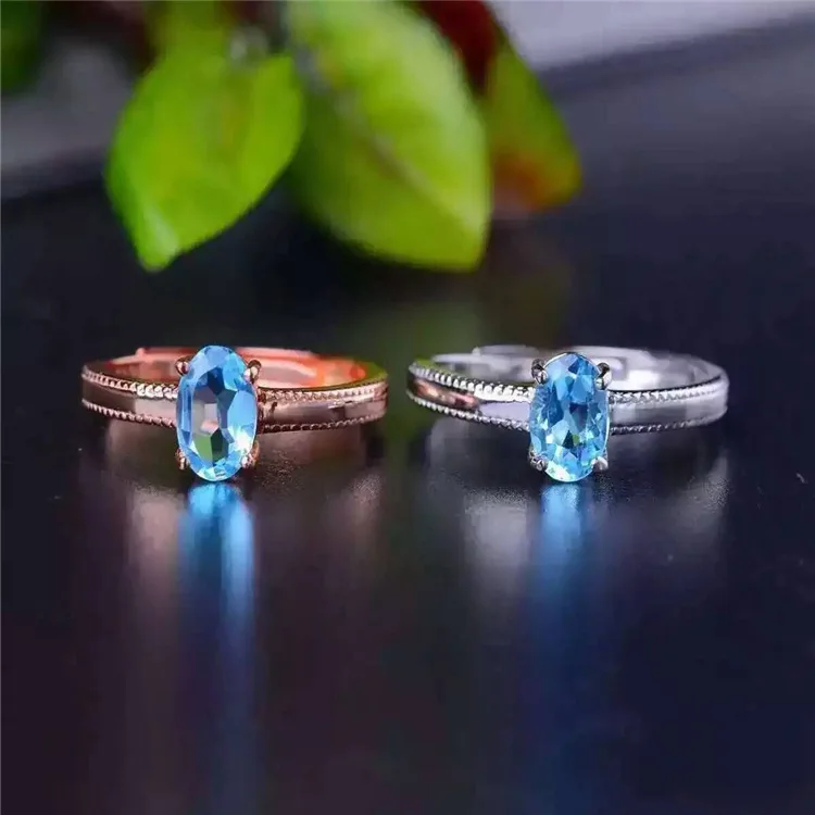 

KJJEAXCMY boutique jewels 925 sterling silver inlaid with blue topaz ring + pendant + earrings necklace jewelry set with silver