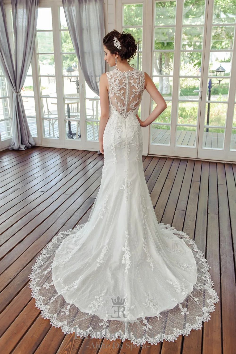 Новое прибытие 2016 русалка платье молния о-образным вырезом свадебное свадебные