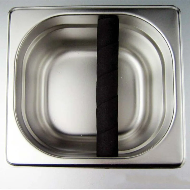 Stainless Steel Espresso Knock Box Container with Rubber Bar for Coffee Machine