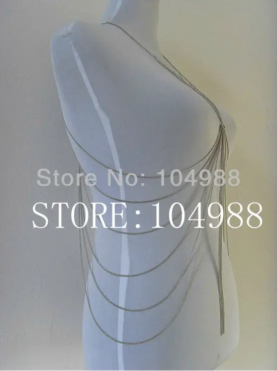 2013 Hot Sale Europe&amp USA Fashion Gold/Silver metal full Chains jewelry multilayer Tassel chain long necklace Free Shipping | Украшения