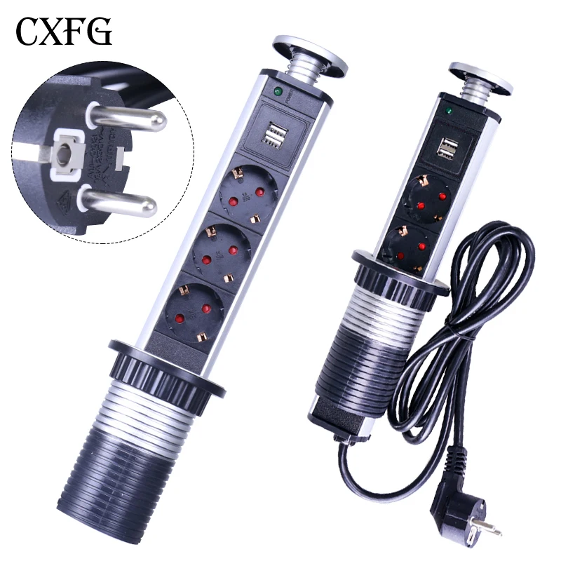 CXFG PULL socket POP UP 3 power Socket 2 USB Outlet зарядный порт Настольный 16A розетки Скрытая кухонная