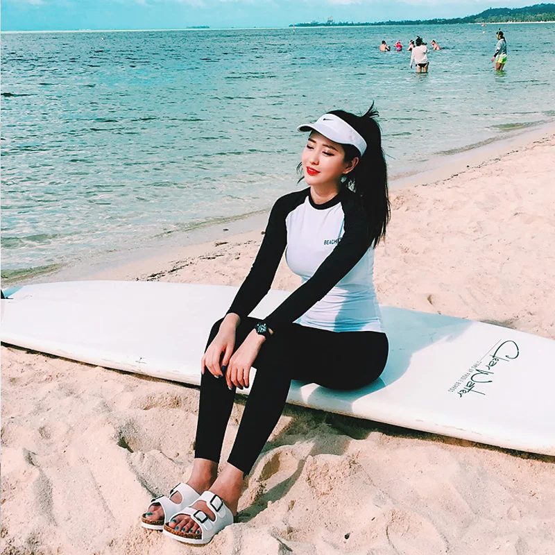 2017 комплект из 2 предметов с длинным рукавом Рашгард купальник для женщин рубашка