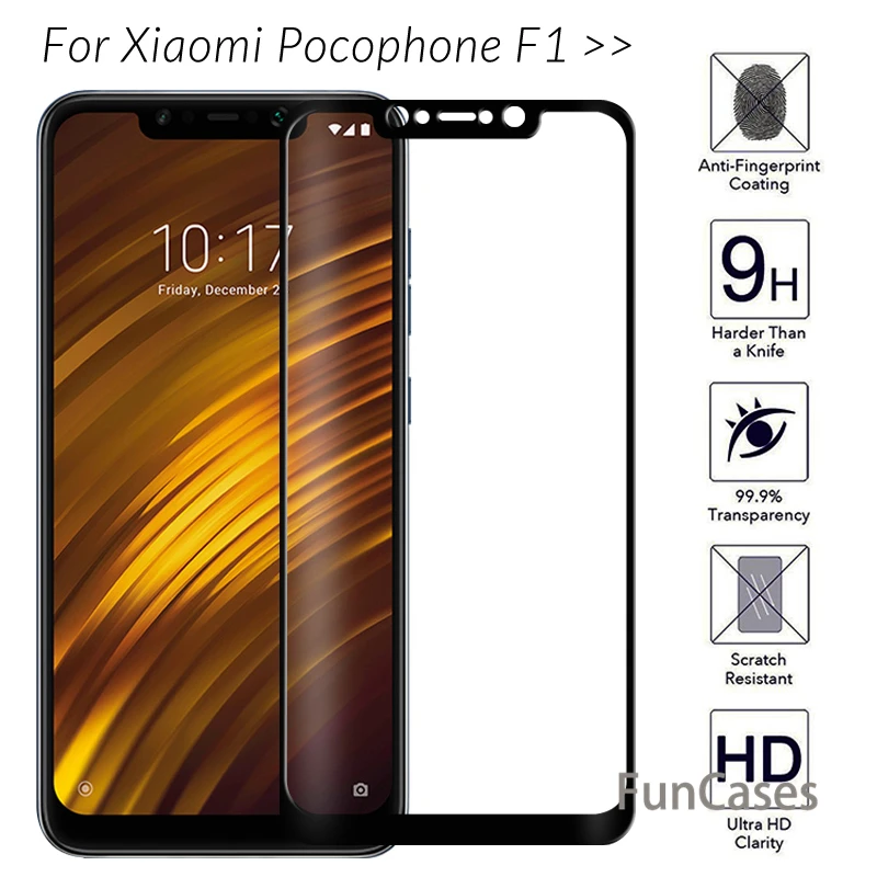 

Для Xiaomi Pocophone F1 закаленное стекло полное покрытие 9H 2.5D Премиум протектор экрана для Xiaomi xiomi poko pocofone F1 6,18 "стекло
