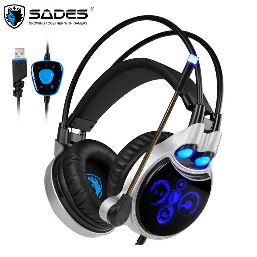 Игровые стереонаушники Sades R8 с USB гарнитура Виртуальным объемным звуком 7 1