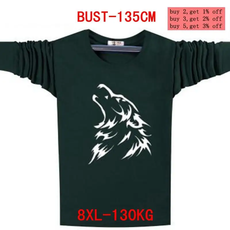 Футболка мужская с длинным рукавом большие размеры 5XL 6XL 7XL 8XL круглым вырезом и
