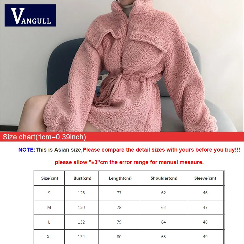 

Vangull Women Faux Fur Jacket Ladies Winter Pocket Thick Teddy Coat Female Soft Plush Adjust Waist Overcoat Solid Warm Outerwear