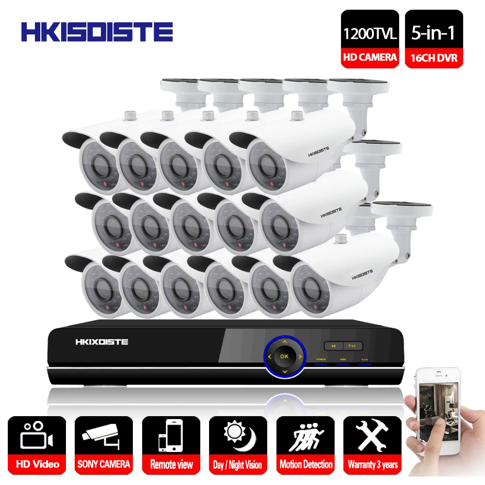 HKIXDISTE Onvif 1080P DVR система видеонаблюдения Sony 1200TVL HD камера водонепроницаемая IR CUT