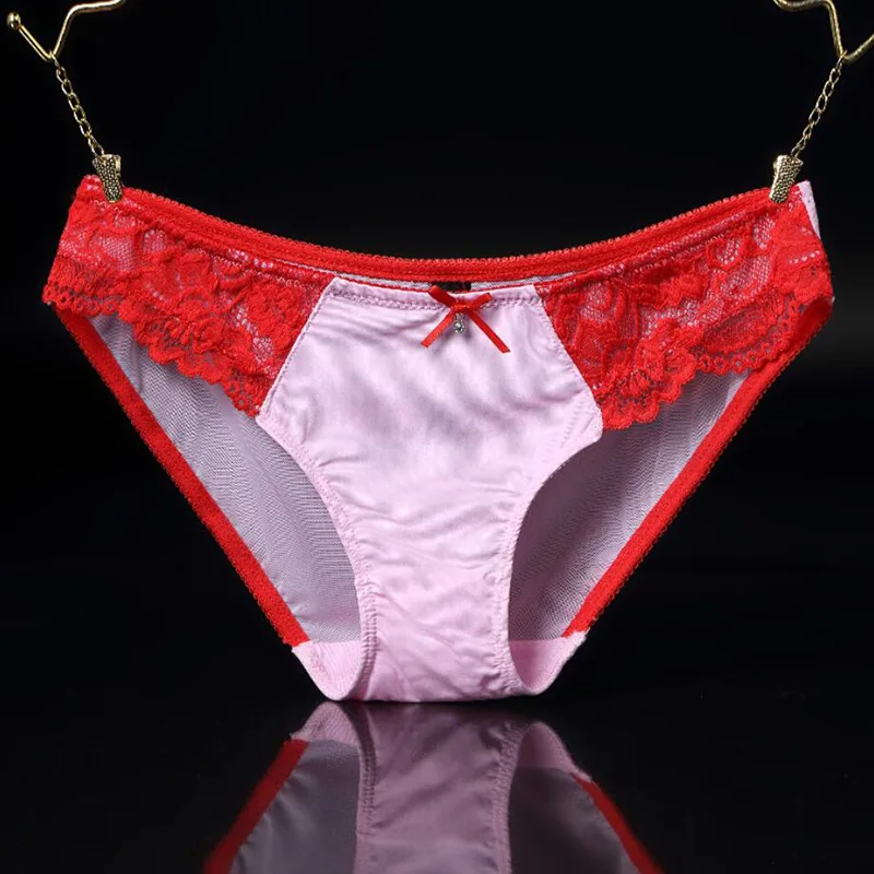 Pink Red Сексуальные кружевные ультра тонкие кружевные трусики женское нижнее белье с отверстиями дышащее дамское нижнее белье с низкой посадкой хлопковые трусы для девочек для женщин - Цвет: Pink Red
