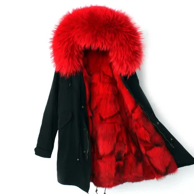 OFTBUY зимняя женская куртка из натурального меха, свободный воротник из меха енота, длинная парка с подкладкой из лисьего меха, верхняя одежда высокого качества - Цвет: 6