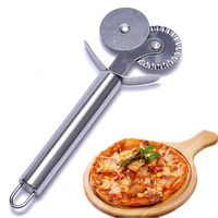 stainless steel double roller pizza cutters wheels cake tools pizza knife slicer pastry dough divider