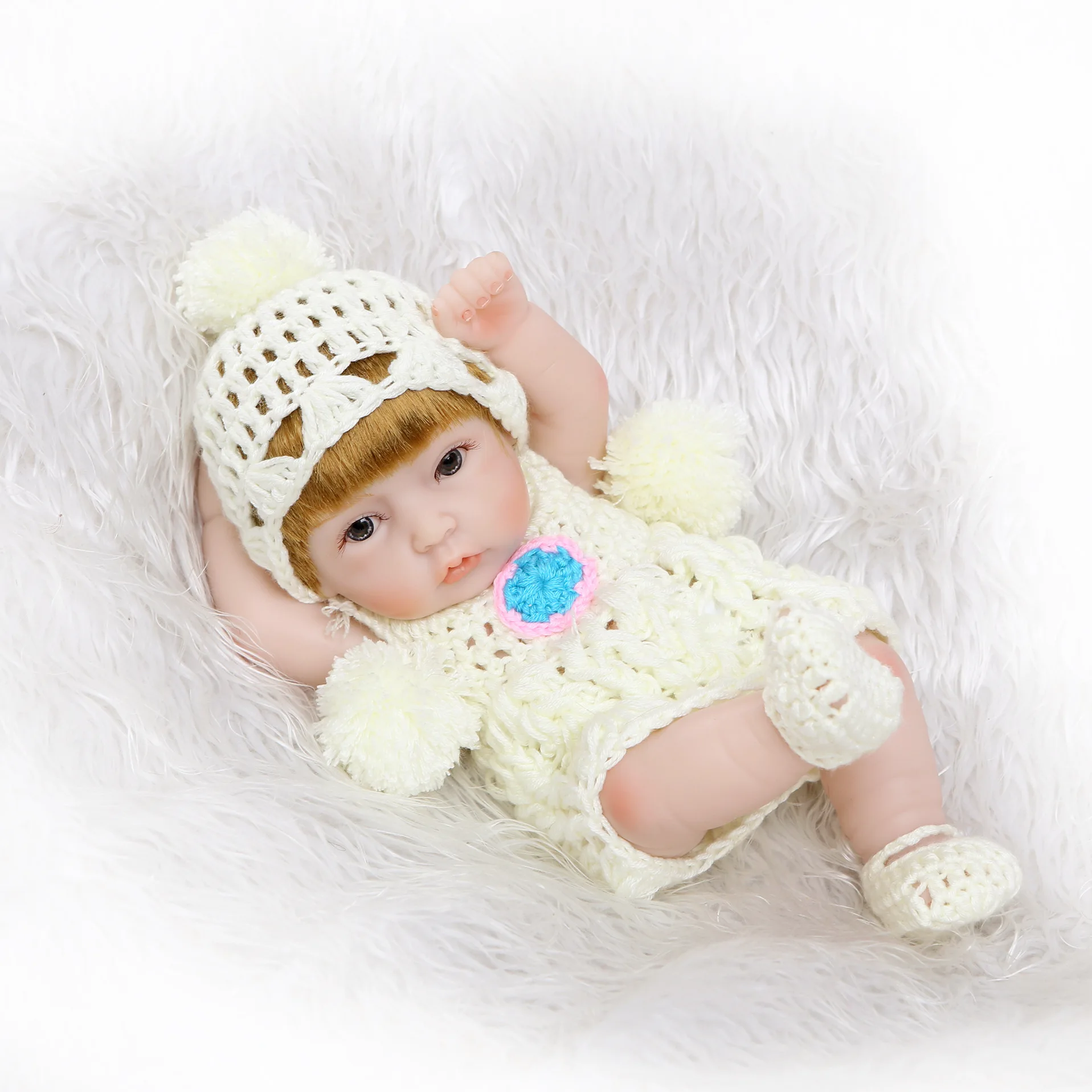 26cm Full Silicone Body Reborn Baby Doll Toy For Girl Vinyl Newborn Princess Babies Bebe Bathe Accompanying Birthday Gift | Игрушки и
