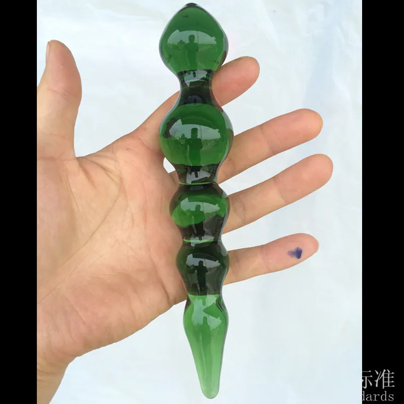 Стеклянный фаллоимитатор YEMA Pyrex зеленые стеклянные кристаллы анальная пробка с