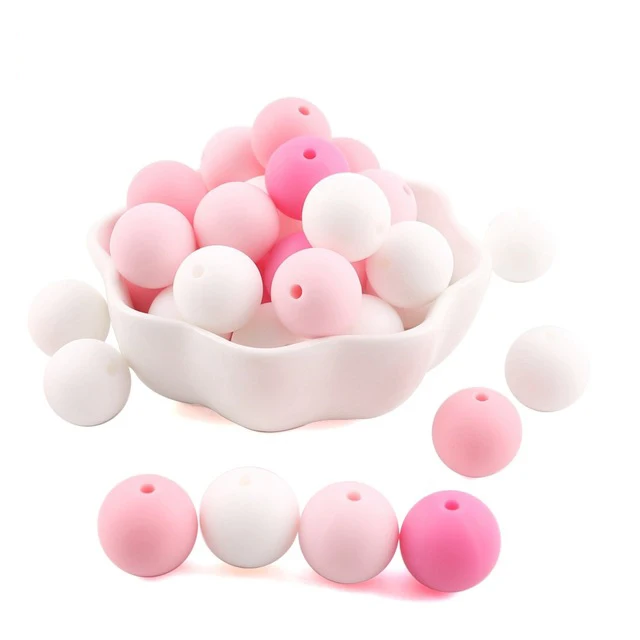 pink series beads 10 шт. 15 мм Силиконовые Круглые Бусины DIY Ювелирные изделия прорезывание зубов шеи Детские Прорезыватели Для детская пустышка цепи пищевого качества силиконовые бусины продукты - Цвет: pink series beads