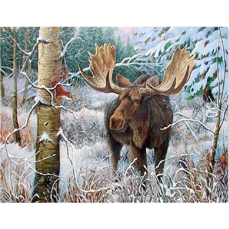 5D DIY Diamond Painting Cross Stitch moose Full square diamond Embroidery picture resin drill Mosaic paste art painting Decor | Дом и сад