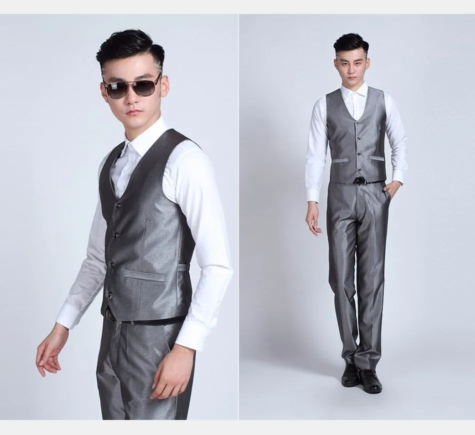 Для мужчин Slim Fit жилет мужской костюм жилет социальных Одежда Свадебные вечерние модные синий черный серый фиолетовый винный красный и белый цвет S312