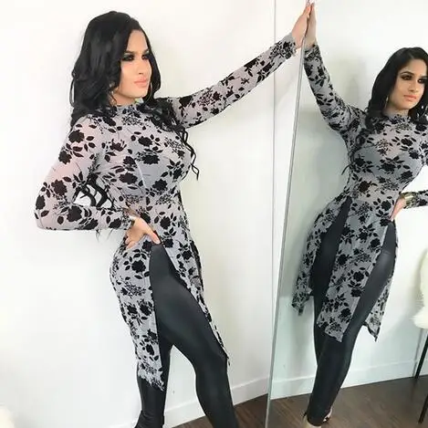 Женская Формальная Элегантная футболка с круглым вырезом длинным рукавом и