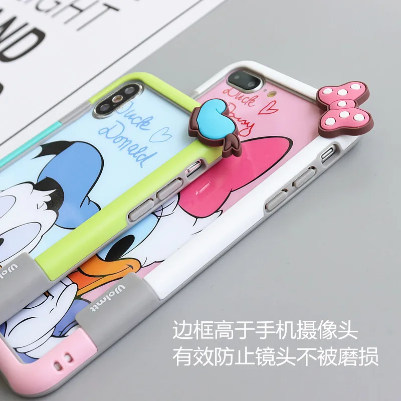 Для iPhone XS max XR X пленка для экрана из закаленного стекла(F& B)+ мягкий бампер для iPhone 11pro 8 8plus 6 6SP 7 7P Дейзи Дональд Дак Fudas