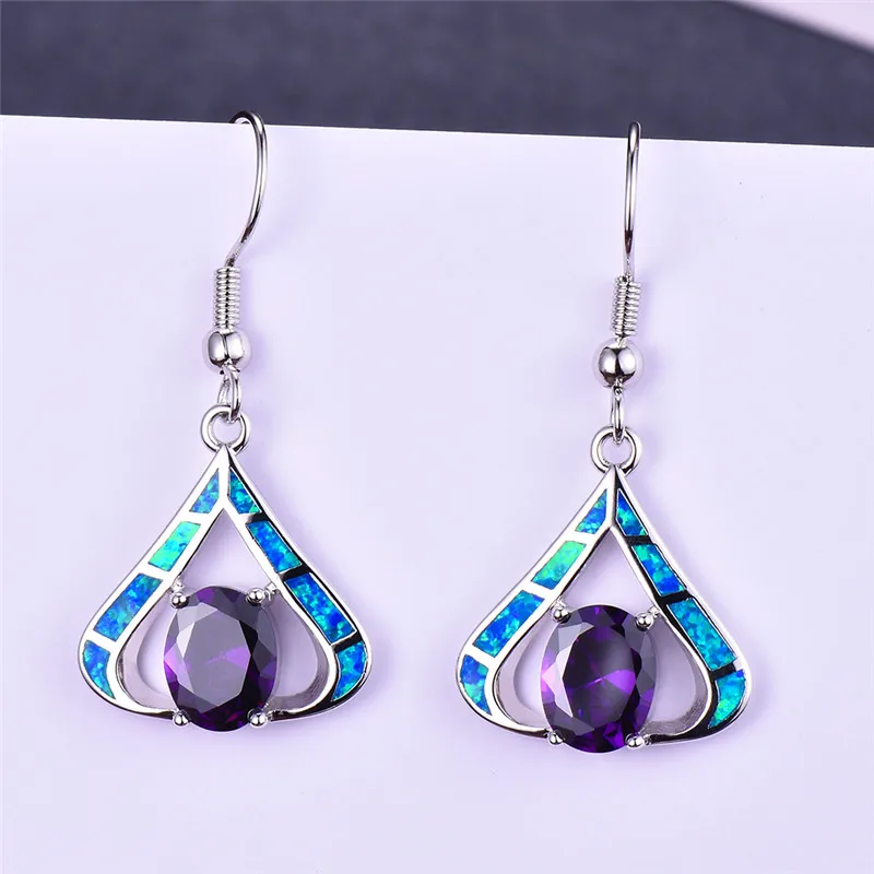 Женские винтажные серьги из серебра 925 пробы с голубым и белым огненным опалом |