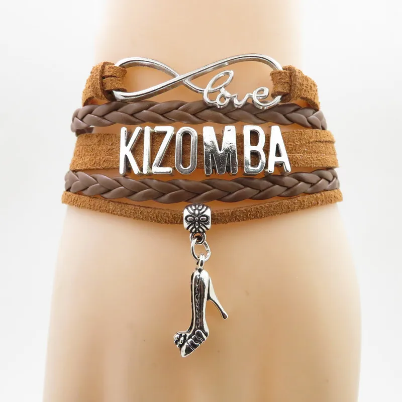 Модный браслет Kizomba Высокая подвеска каблуки танцор подарок Черная кожа обернуть