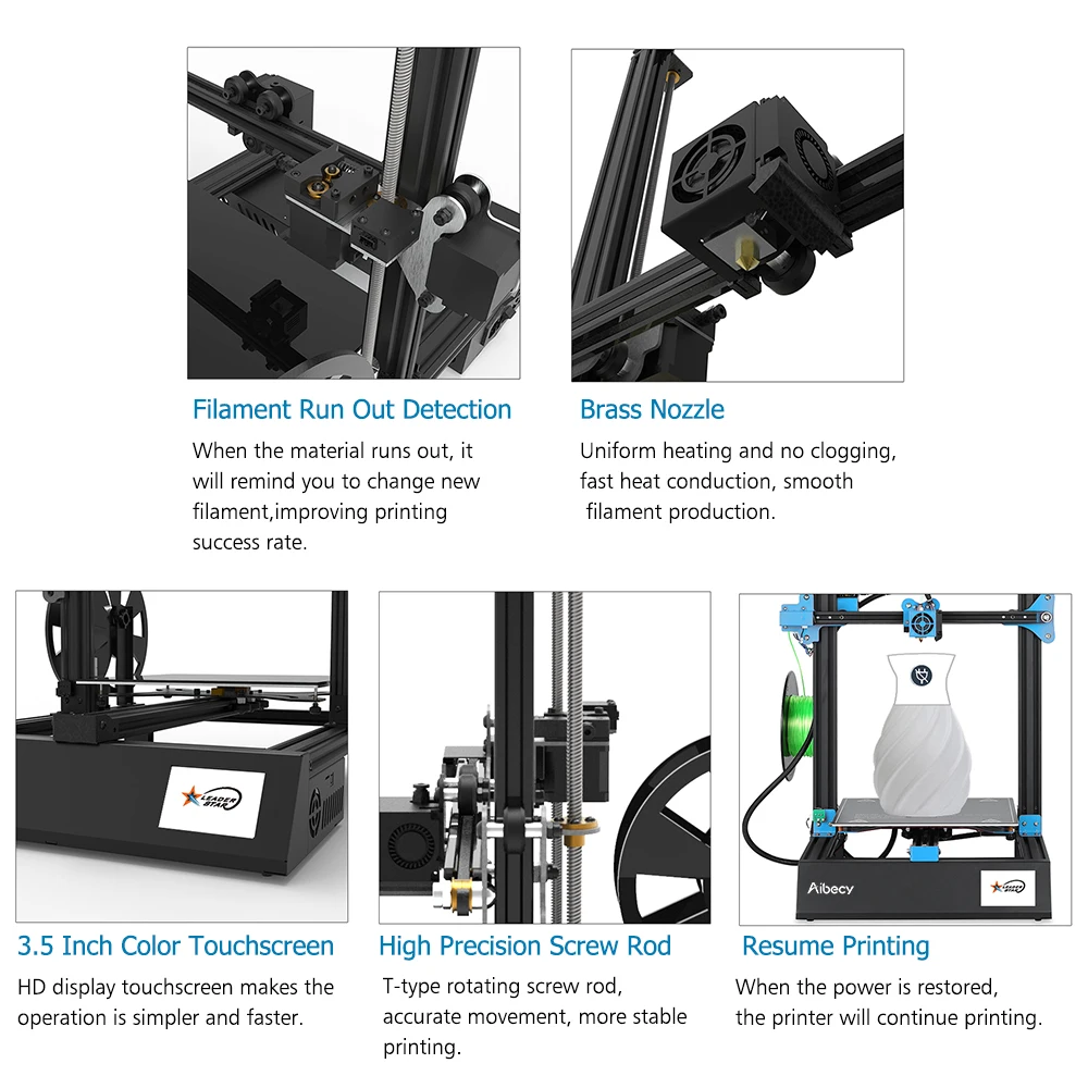 M18 Pro настольный 3d принтер DIY Kit 300*300*400 мм размер печати Автоматическая вспомогательная выравнивание, печать на 3,5 дюймов сенсорный экран
