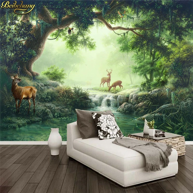 

beibehang papel de parede 3d deer Painting wallpaper for walls 3 d photo mural wall papers home decor TV background living room